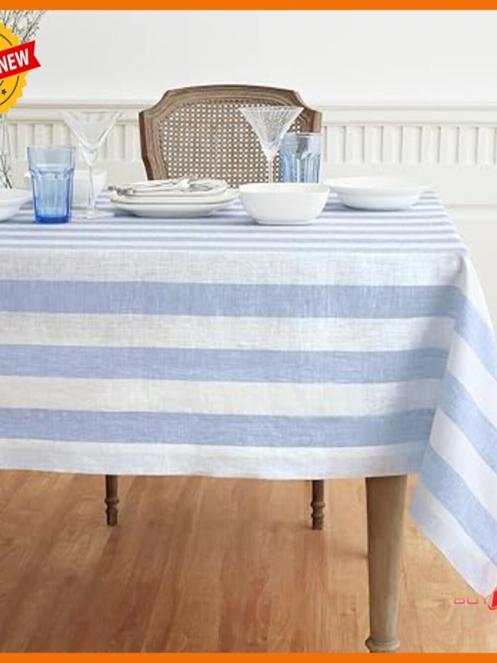 100% Pure Linen Tablecloth 60x132 Inch Rectangular Machine Washable